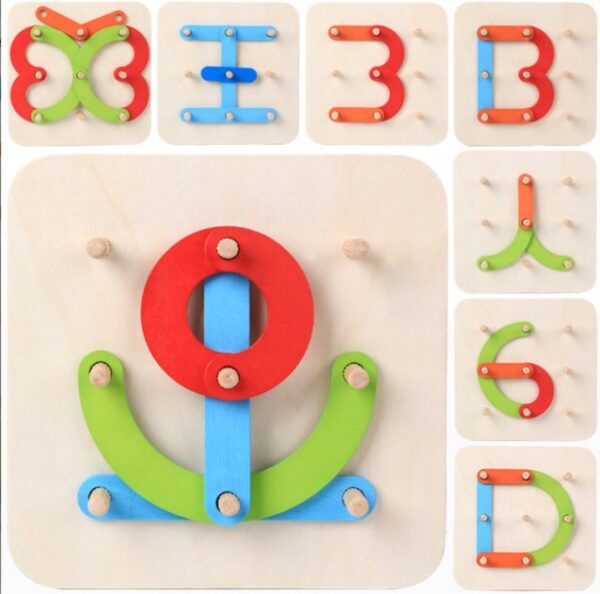 Holzpuzzle Buchstaben und Ziffern