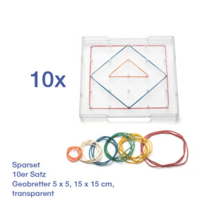 10er Satz Geobretter transparent 5x5, 15 x 15 cm