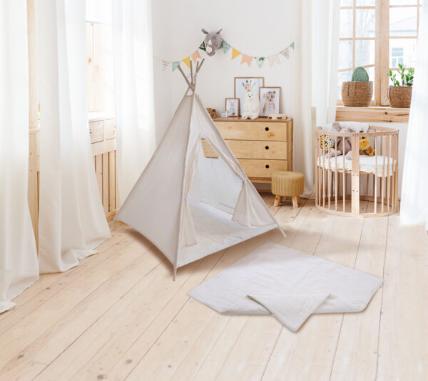 Premium Tipi Kinderzelt - Spielzelt mit gepolsterter Decke