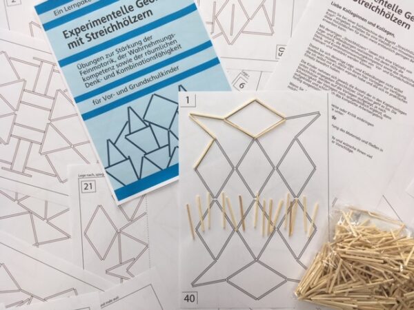 Experimentelle Geometrie - Streichhölzer und Übungsblätter zur Feinmotorik und zum räumlichen Denken