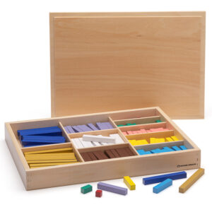 Montessori Rechenstäbchen aus Holz in den Montessori-Farben