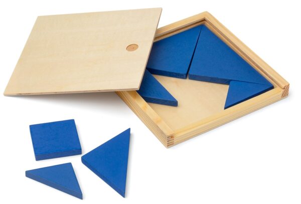 Tangram im Holzkasten - verschiedene Farben