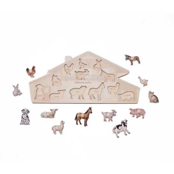 Puzzle Bauernhoftiere aus Holz – Bild 3