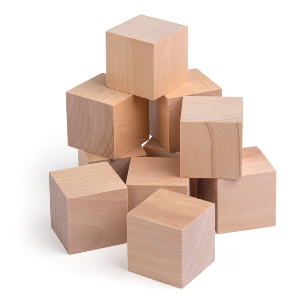 10 Holzwürfel 5x5x5 cm  - Bauwürfel kantig - Rohholz