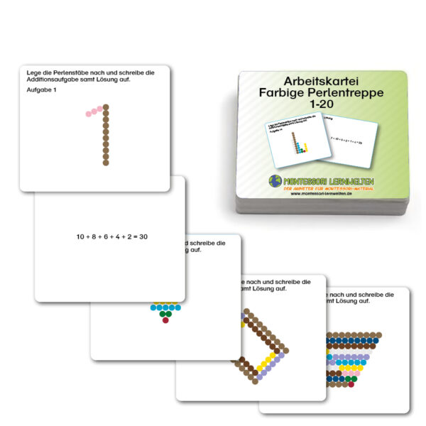 Arbeitskartei Farbige Perlentreppe 1-20