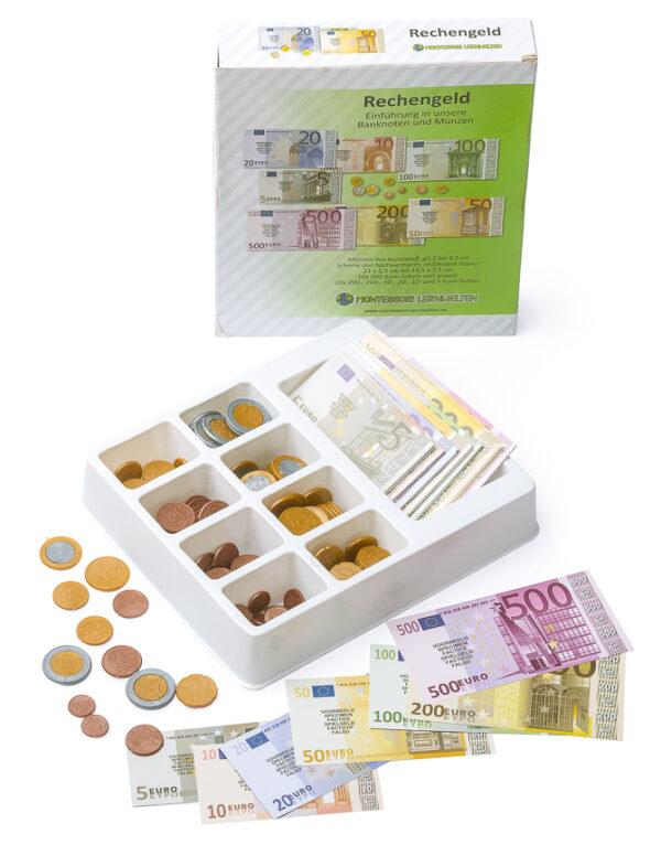 Euro Rechengeld - 290-teiliges Set mit Spielgeld - Scheine und Münzen