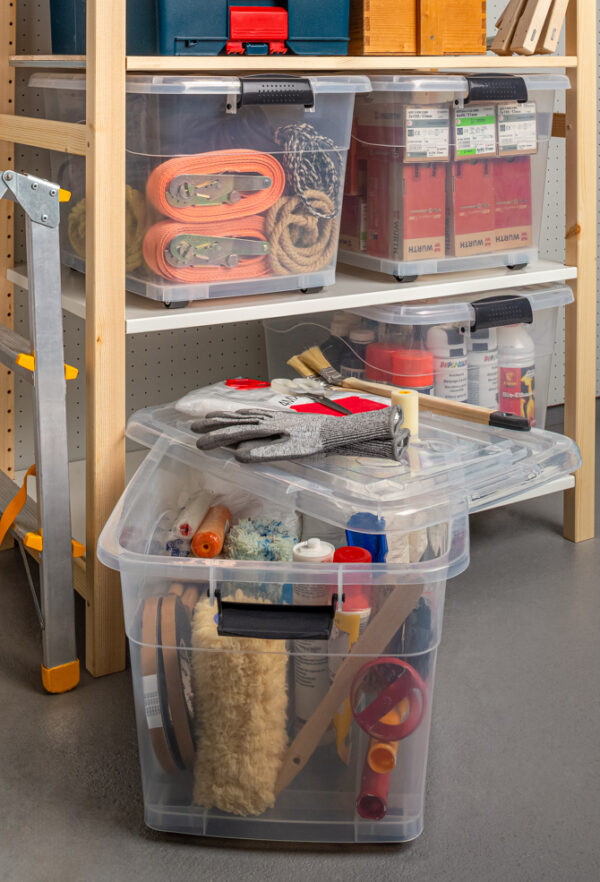 4 x 56 L Aufbewahrungsbox mit Deckel - stapelbar und rollbar – Bild 10