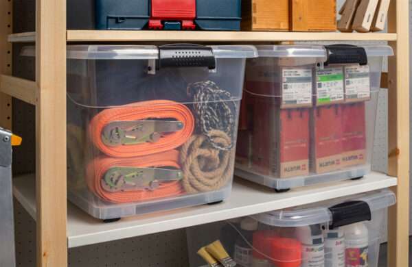 56 L Aufbewahrungsbox mit Deckel - stapelbar und rollbar – Bild 10