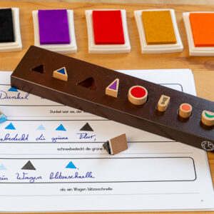 Set: Wortartenstempel aus Holz mit 9 Stempelkissen