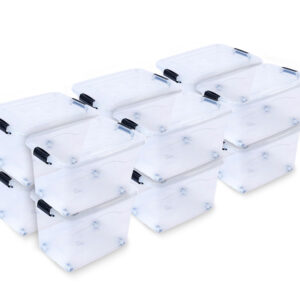 12 x XL Aufbewahrungsbox mit Deckel - stapelbar und rollbar