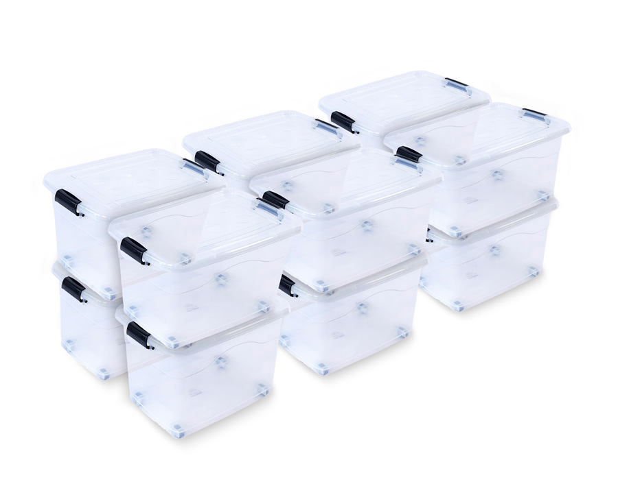 12 x XL Aufbewahrungsbox mit Deckel - stapelbar und rollbar 1 12 x XL Aufbewahrungsbox mit Deckel - stapelbar und rollbar