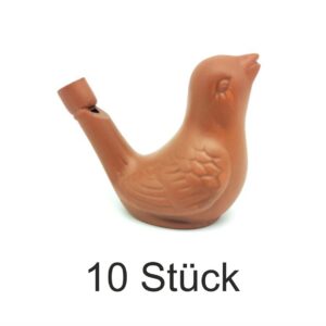 10er Set Vogelwasserpfeifen aus Ton