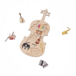 Musikinstrumente-Puzzle aus Holz
