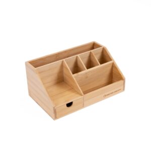 Schreibtisch-Organisator aus Bambus mit Schublade