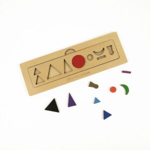 Wortartenschablone mit Wortartensymbolen aus Holz