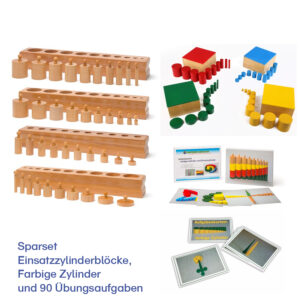 Sparset Einsatzzylinderblöcke, Farbige Zylinder und 90 Übungsaufgaben