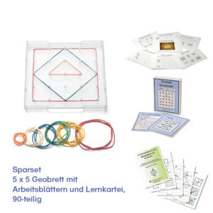 Sparset 5 x 5 Geobrett mit Arbeitsblättern und Lernkartei, 90-teilig