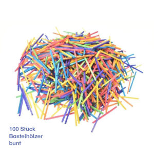 100 bunte Bastelhölzer – Streichhölzer ohne Kopf