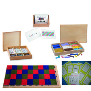 Rechenteppich Große Multiplikation mit Rechenstäbchen, Ziffern und Aufgabenkarten