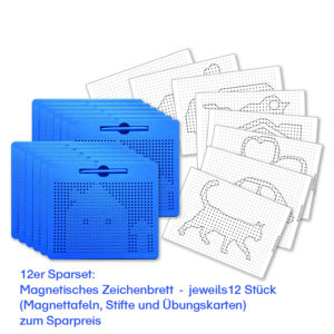 12er Sparset Magnetisches Zeichenbrett – Klassensatz zum Sparpreis (Magnettafeln, Stifte und Übungskarten)