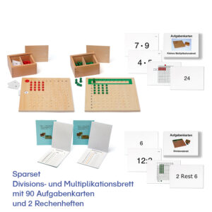 Sparset Divisions- und Multiplikationsbrett mit 90 Aufgabenkarten und 2 Rechenheften