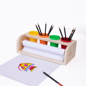 Tisch-Papierrollenspender mit Bechern und Papierrolle