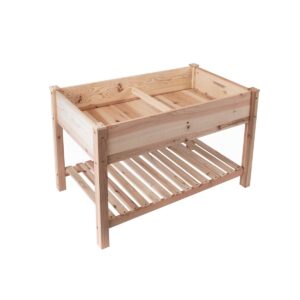 Hochbeet aus Holz mit Ablagefläche