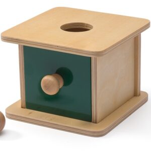 Imbucare-Kasten mit einer Holzkugel