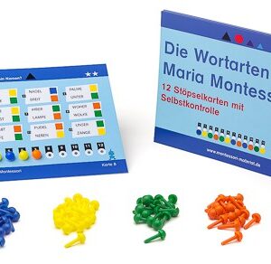 12 Stöpselkarten - Wortarten nach Montessori