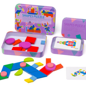 Geometrische Formen zum Legen von Figuren - in der Blechdose