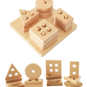 Sortierbrett mit Formen und Stäben - aus Holz natur