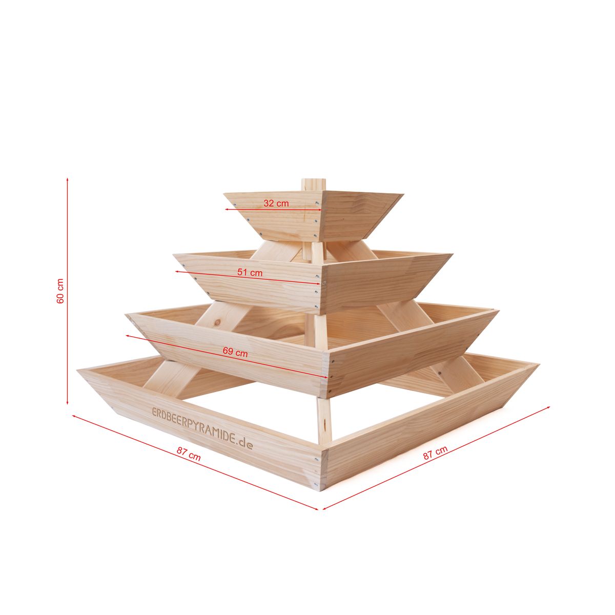 Erdbeerpyramide mit 4 Etagen aus witterungsbeständigem Lärchenholz 6 Erdbeerpyramide mit 4 Etagen aus witterungsbeständigem Lärchenholz – Bild 6